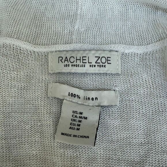 Rachel Zoe 100% linen white open front cardigan size M - Picture 4 of 6